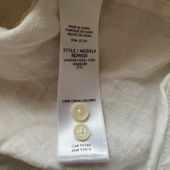 Splendid x Mary Lawless Lee long sleeve top Medium button front white 100% linen - Picture 5 of 5